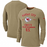 Men's Kansas City Chiefs Nike Tan 2019 Salute to Service Sideline Performance Long Sleeve Shirt,baseball caps,new era cap wholesale,wholesale hats
